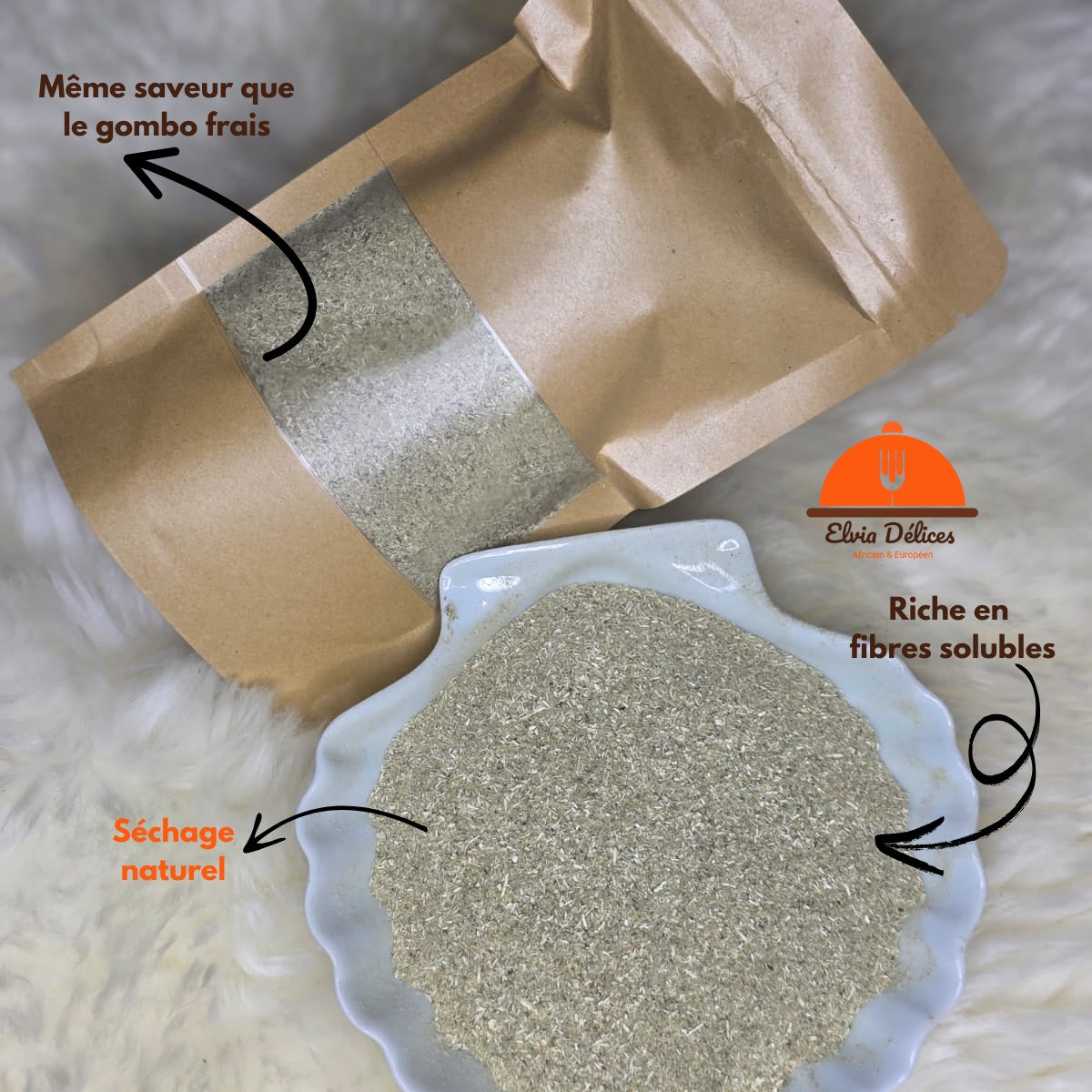 Gombo frais séché et moulu