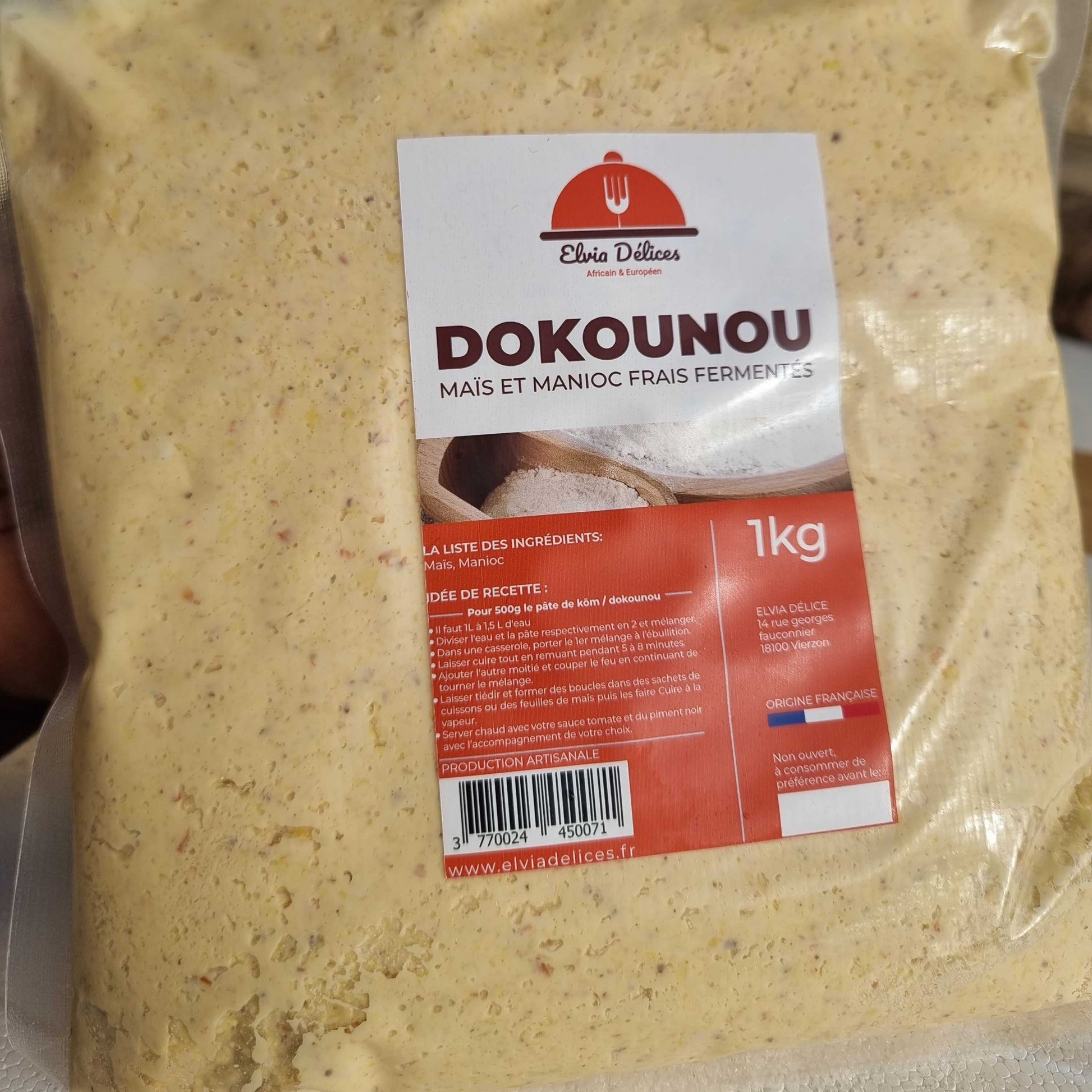 pâte de dokounou fraiche non cuite prête à l'emploi