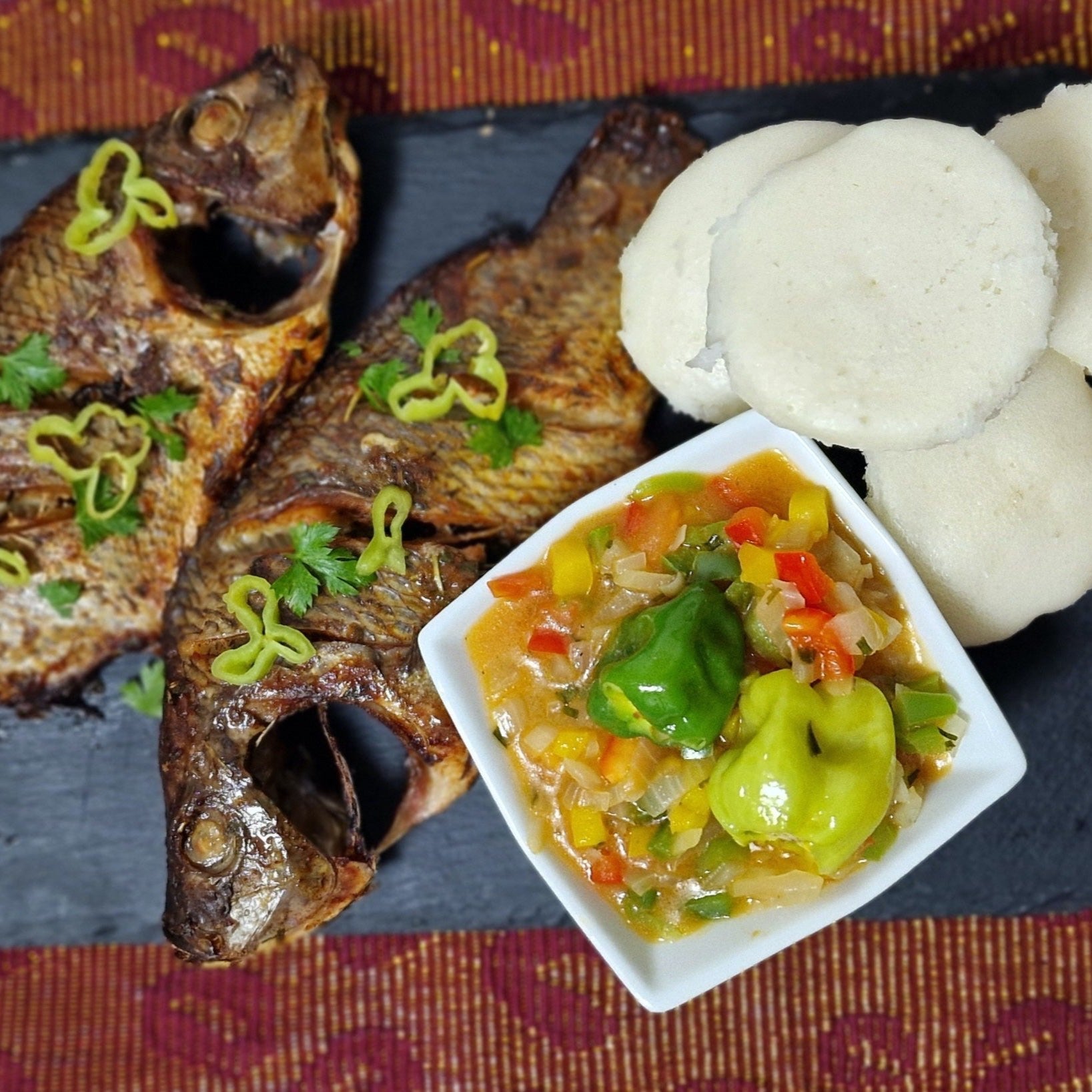 Assiette de Pablo cuisinée avec du poisson frit