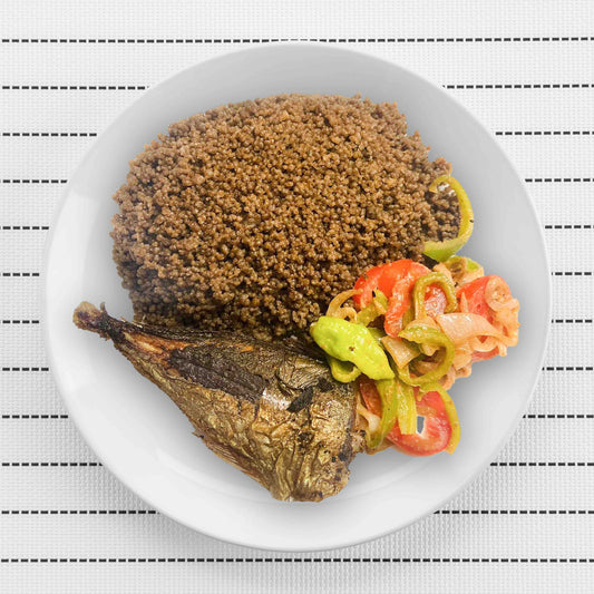 Assiette cuisinée de wassa wassa accompagnée de chinchard