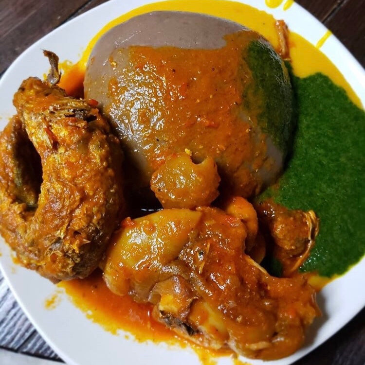 ninouwi et pâte de cossettes d'ignames