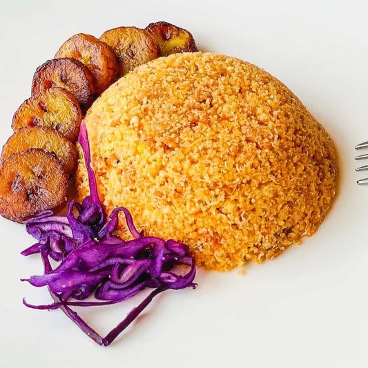 Recette de gari fotor présentée en plat